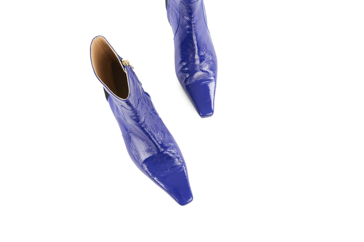 DEAR FRANCES BLUE PATENT LEATHER ANKLE BOOTS EU 40 UK 7 US 10