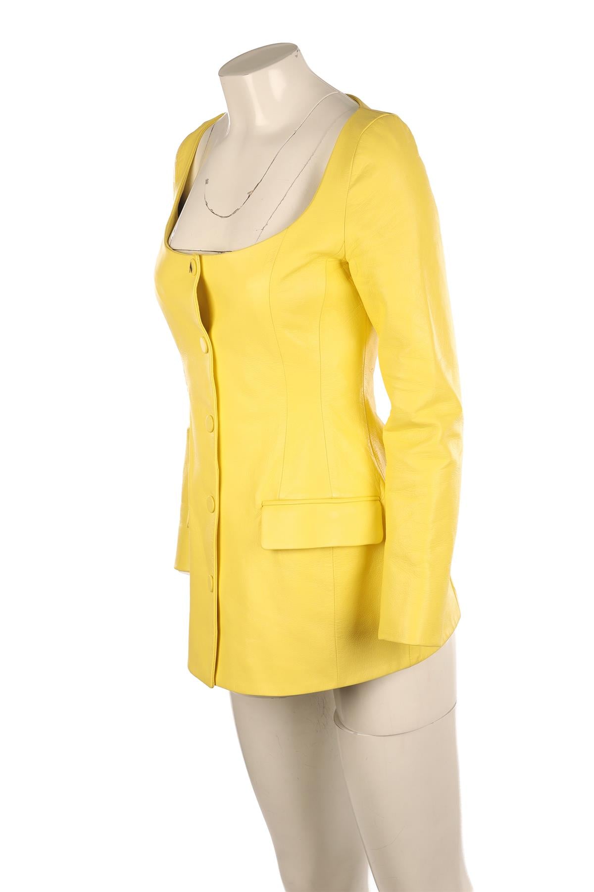 THE ATTICO YELLOW LEATHER BLAZER IT 42 UK 10