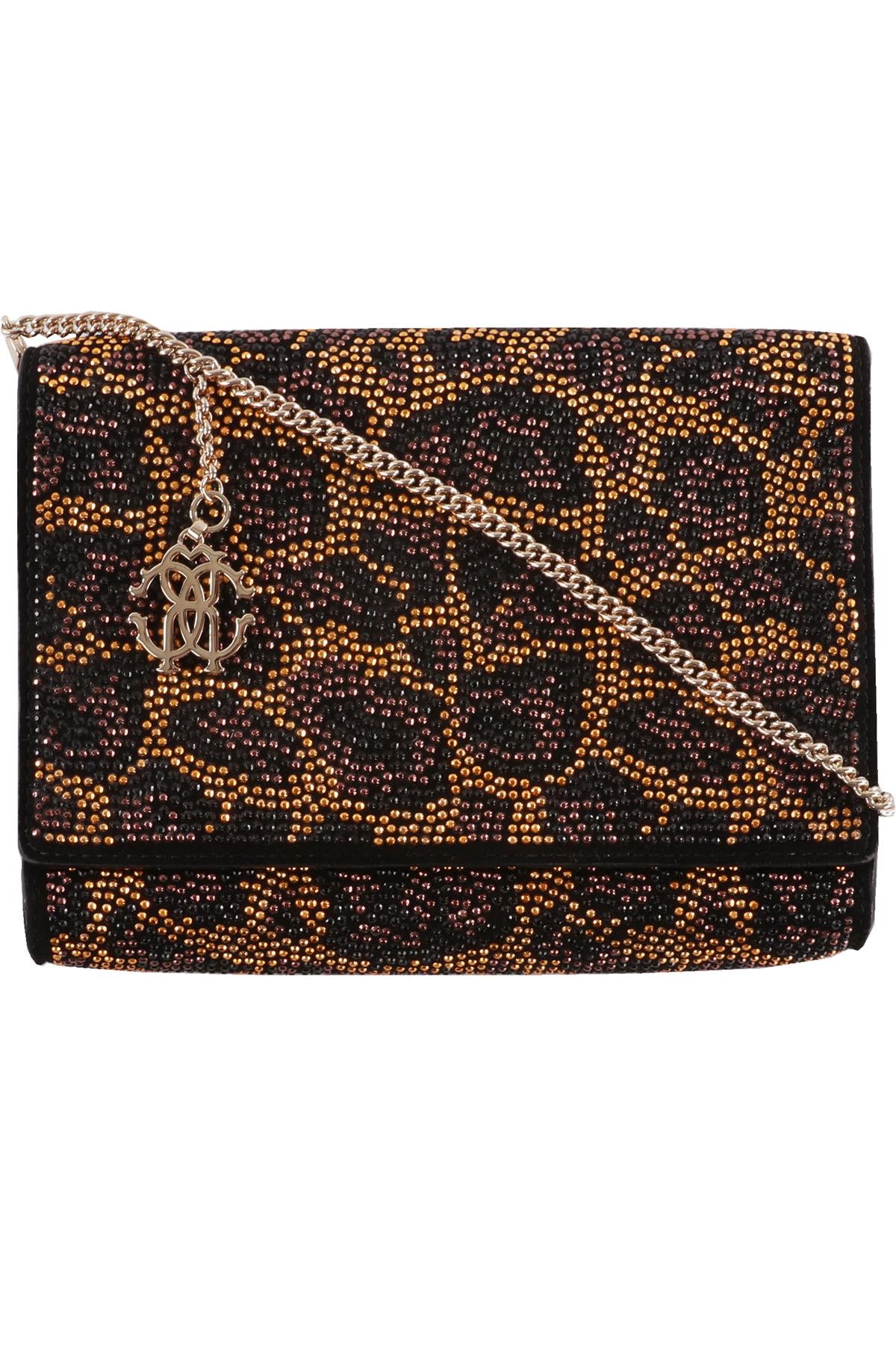 ROBERTO CAVALLI BLACK SUEDE CROSSBODY BAG