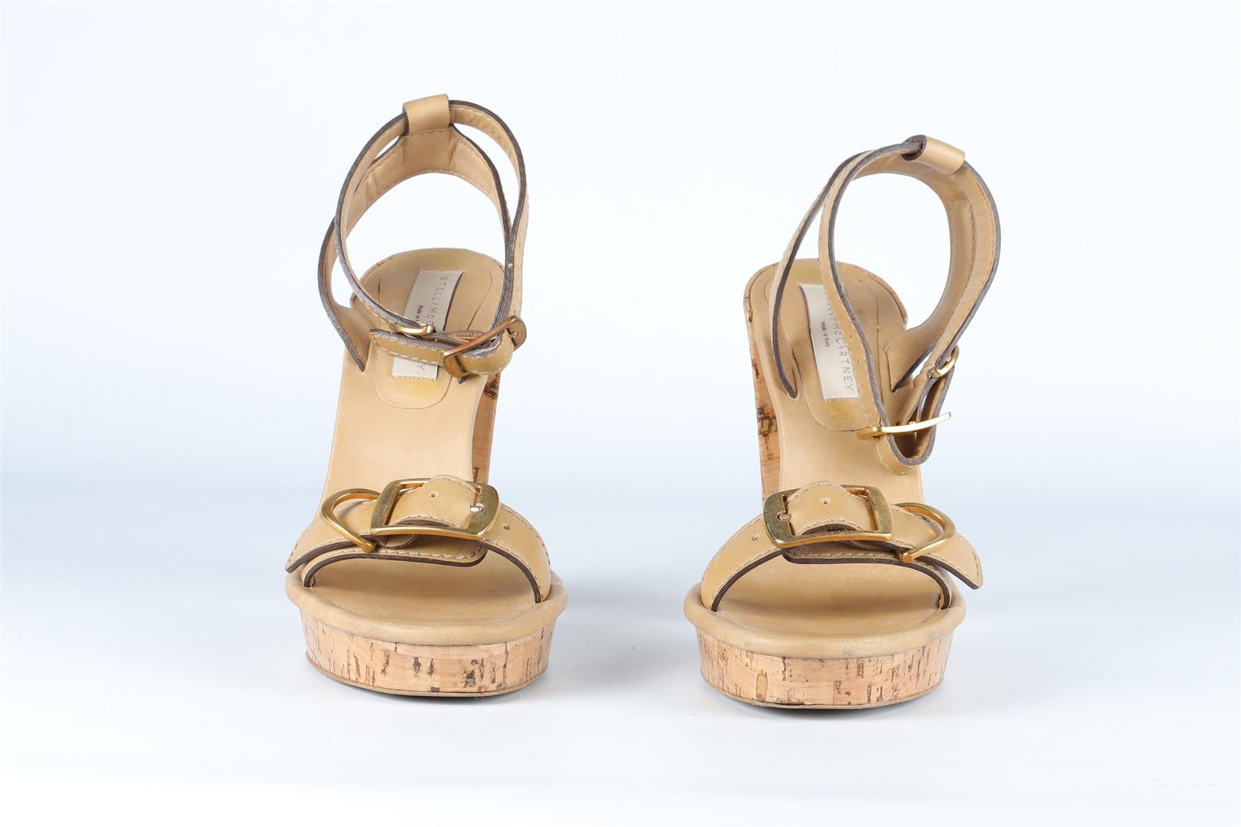 STELLA MCCARTNEY BEIGE LEATHER PLATFORM SANDALS EU 38 UK 5 US 8