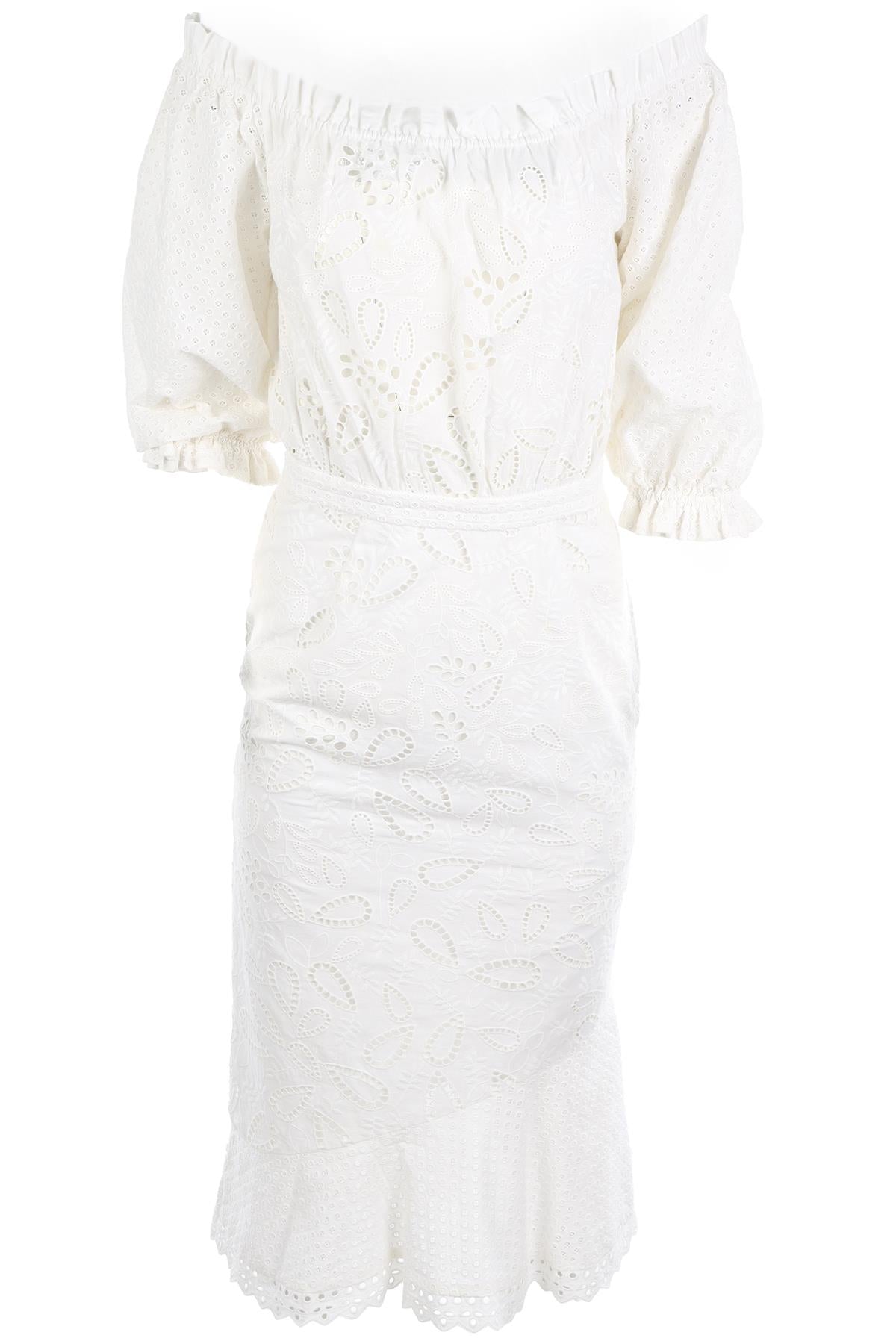 SALONI WHITE COTTON MAXI DRESS UK 8