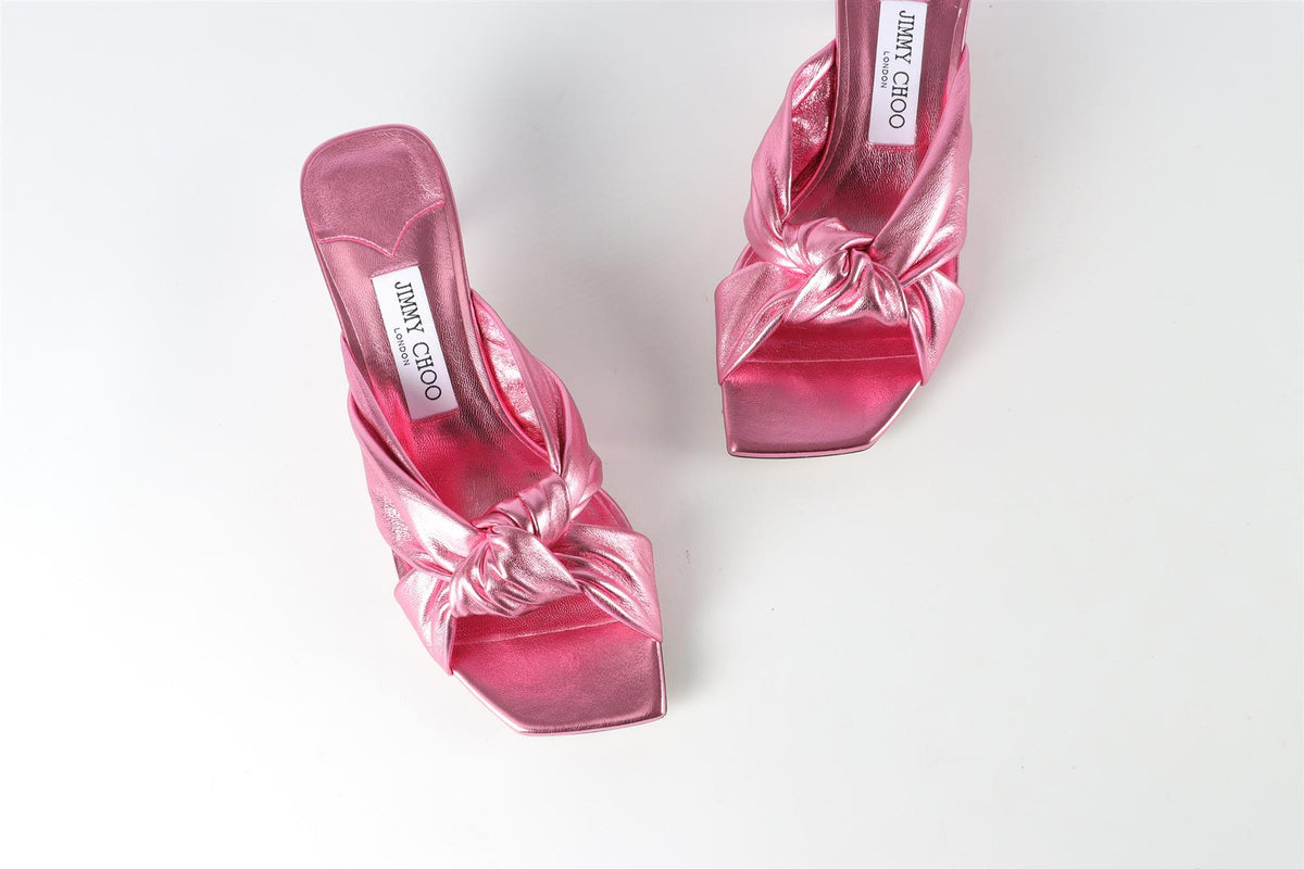 JIMMY CHOO PINK AVENUE LEATHER SANDALS EU 38 UK 5 US 8