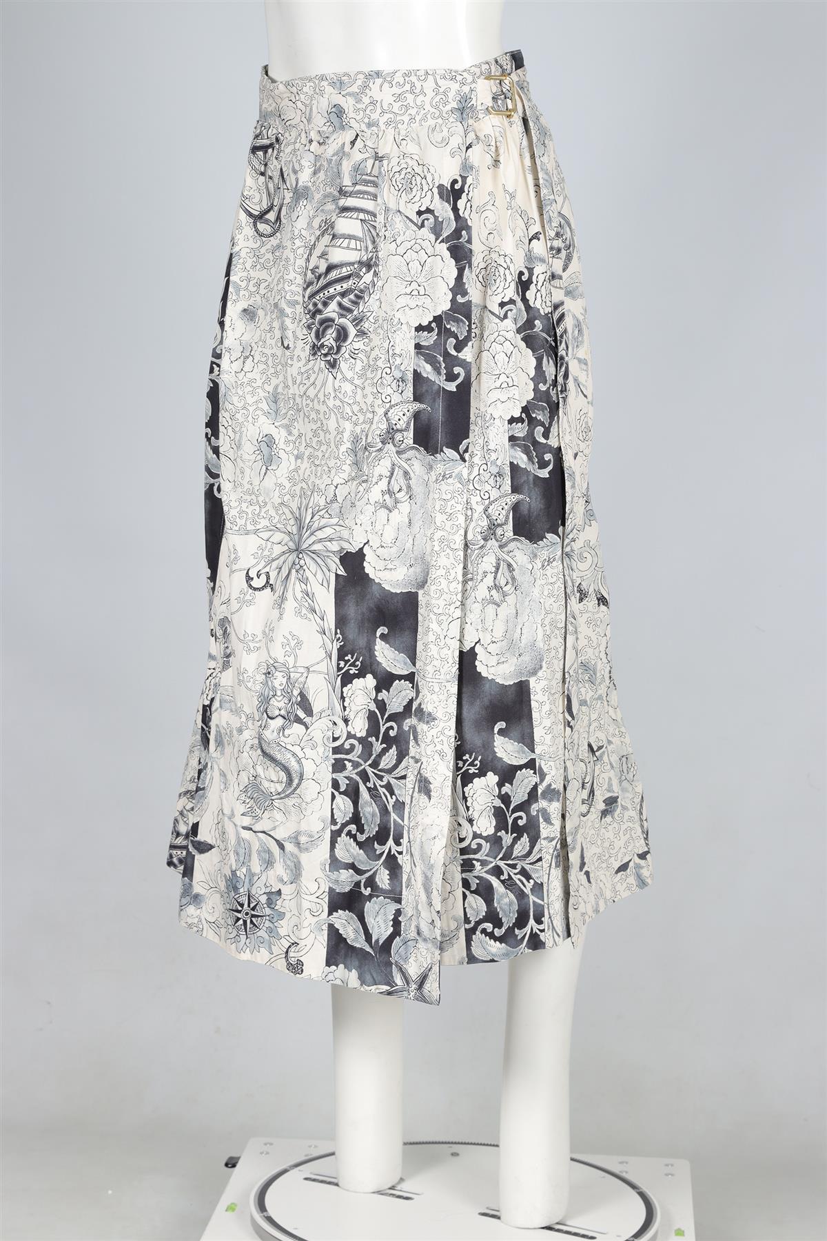 ETRO ECRU COTTON MIDI SKIRT IT 40 UK 8