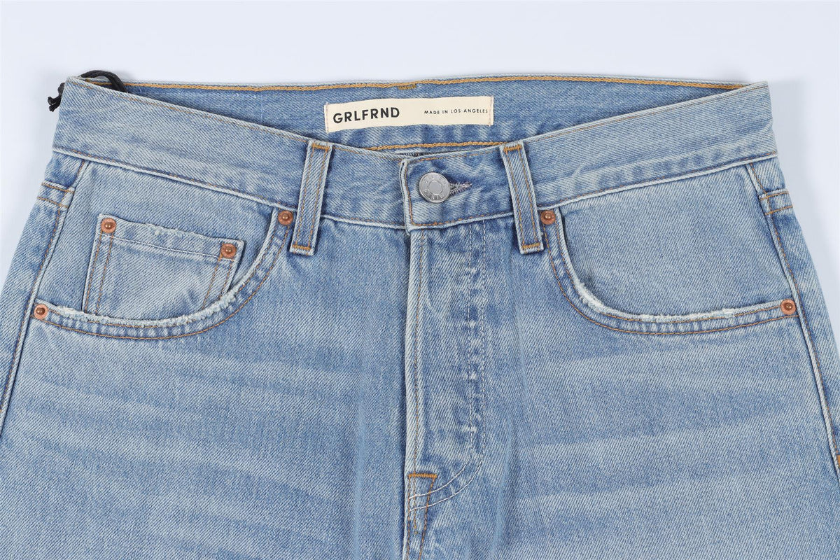 GRLFRND BLUE HIGH RISE STRAIGHT LEG JEANS W24 UK 6