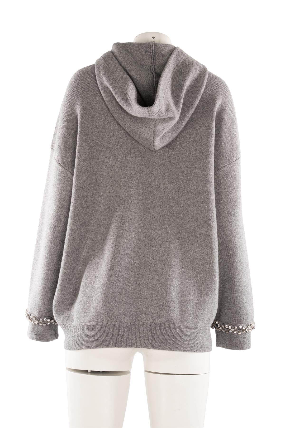 VALENTINO GREY WOOL HOODIE SMALL