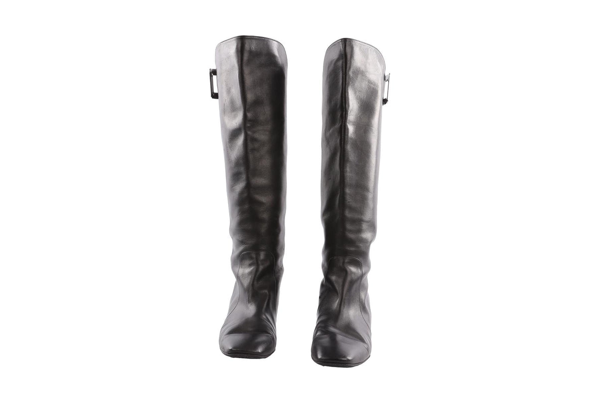 ROGER VIVIER BLACK KNEE HIGH BOOTS EU 37.5
