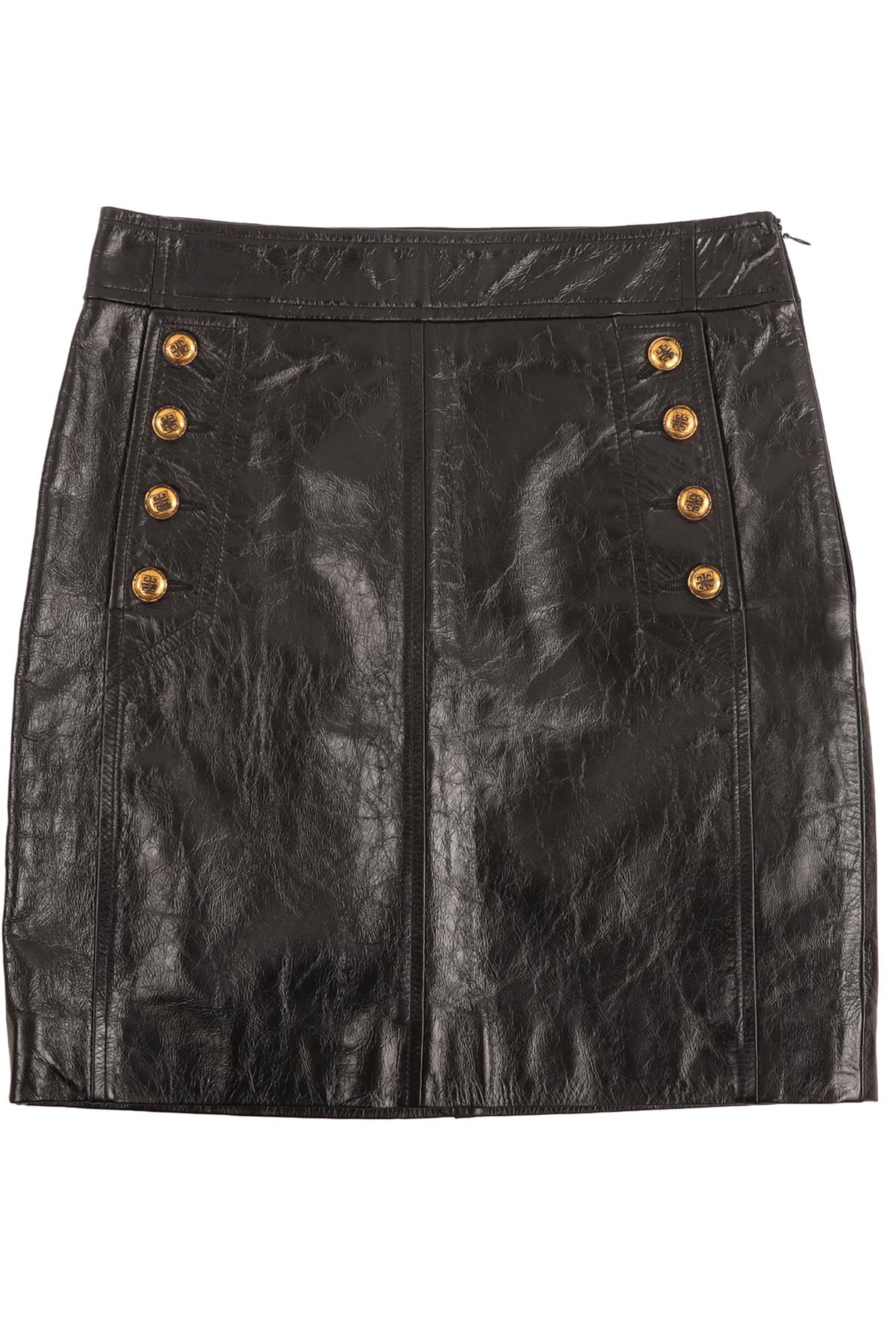 GIVENCHY BLACK LEATHER MINI SKIRT FR 34 UK 6