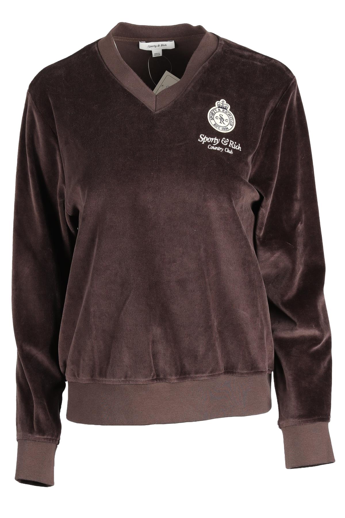 SPORTY & RICH BROWN VELVET SWEATSHIRT SMALL