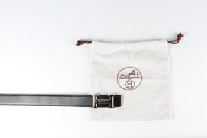 HERMÈS BLACK 2008 CONSTANCE H 32MM LEATHER WAIST BELT 80 CM