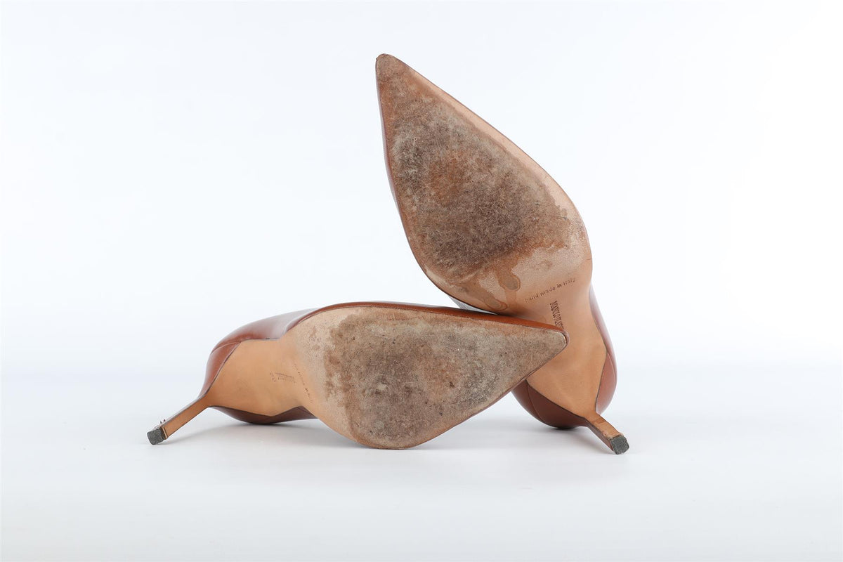 MANOLO BLAHNIK BROWN LEATHER PUMPS EU 38 UK 5 US 8