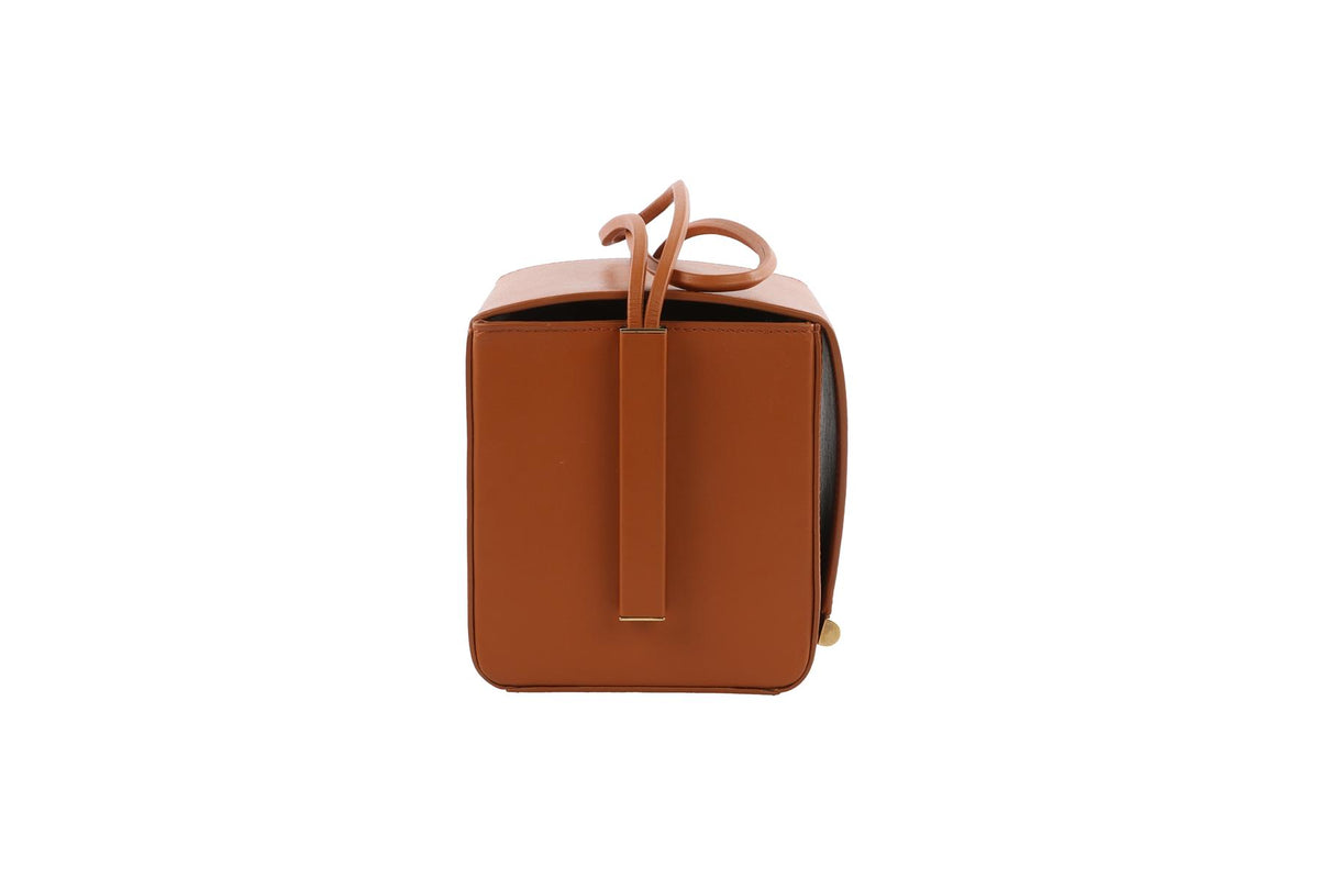 ROKSANDA TAN BOX LEATHER CLUTCH
