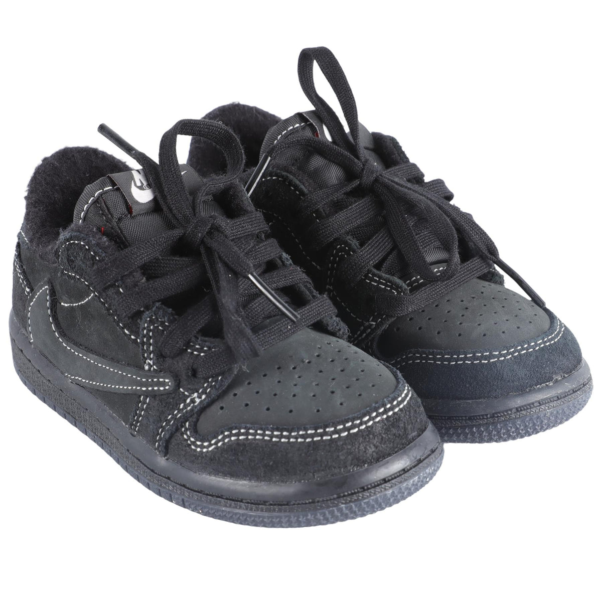 NIKE + TRAVIS SCOTT BLACK KIDS AIR JORDAN 1 LOW BLACK PHANTOM SNEAKERS EU 25 UK 7.5 US 8