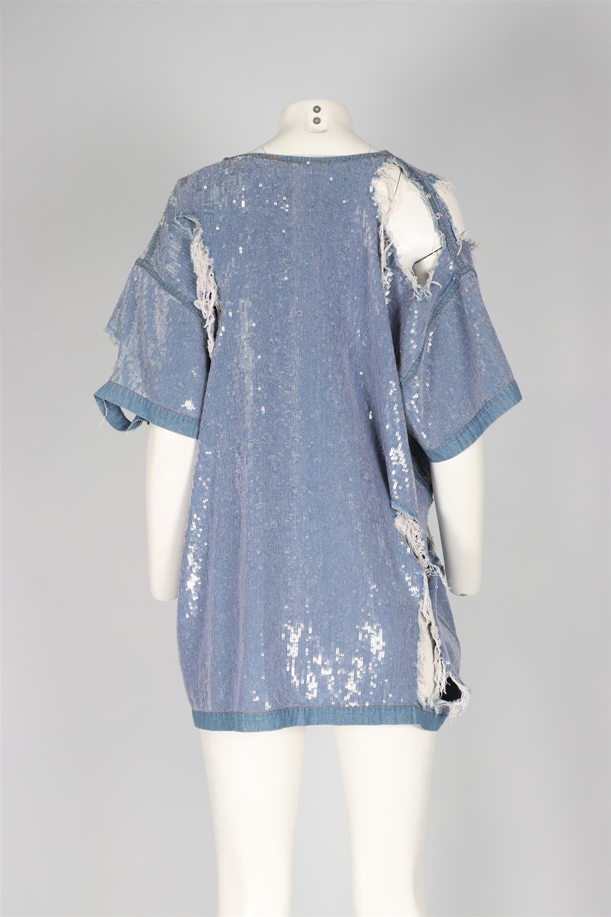 ASHISH BLUE SEQUIN AND DENIM TOP ONE SIZE