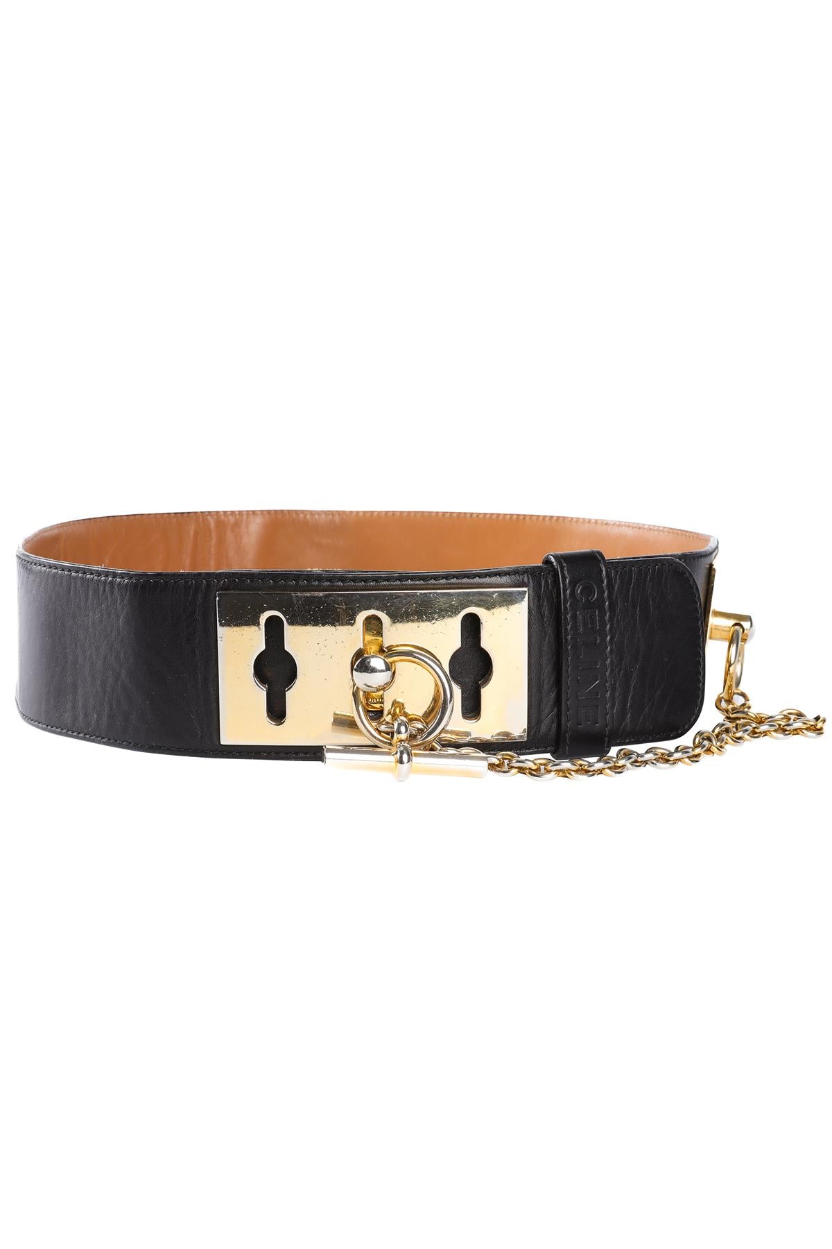 CELINE BLACK LEATHER BELT