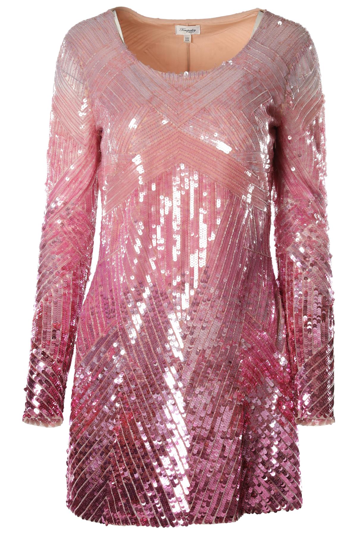 TEMPERLY LONDON PINK SEQUIN MINI DRESS UK 8