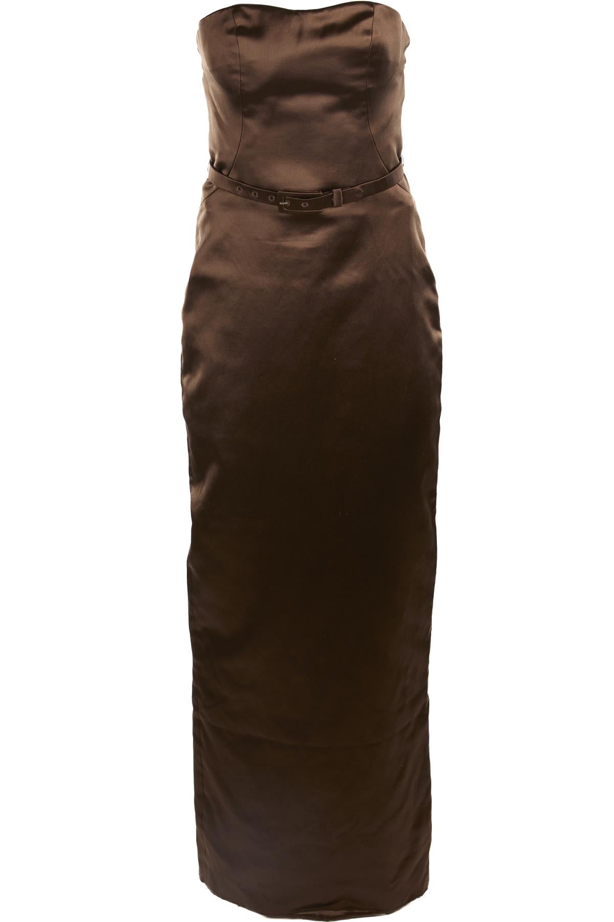 ALEXANDER MCQUEEN BROWN 2005 SILK GOWN IT 42 UK 10