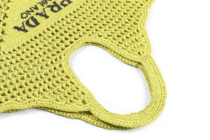 PRADA GREEN RAFFIA TOTE BAG