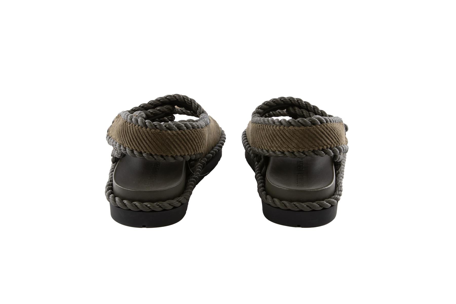 BOTTEGA VENETA GREEN JACK CORDUROY SANDALS EU 38 UK 5 US 8