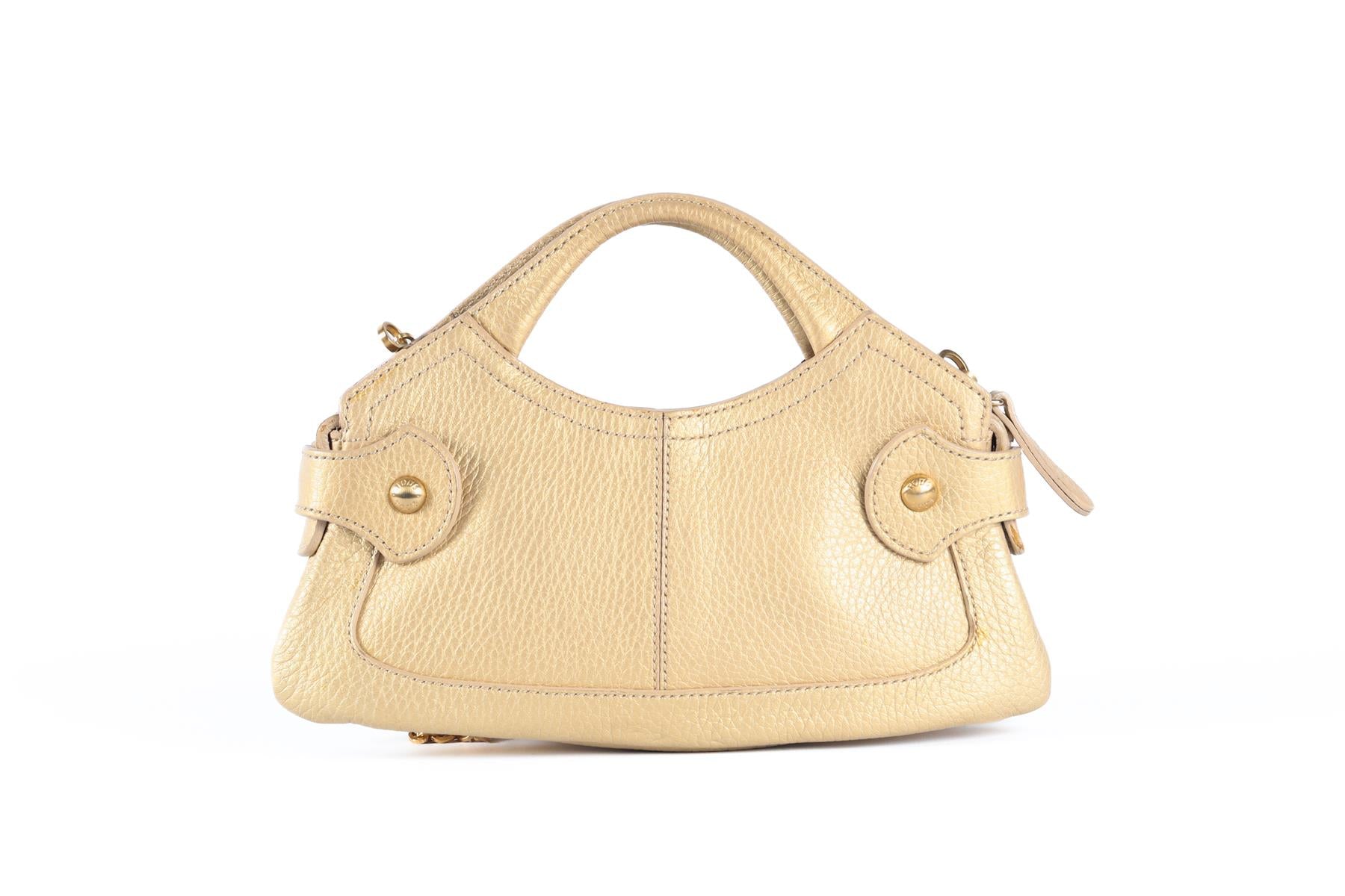 TOD'S GOLD CRYSTAL AND LEATHER SHOULDER BAG