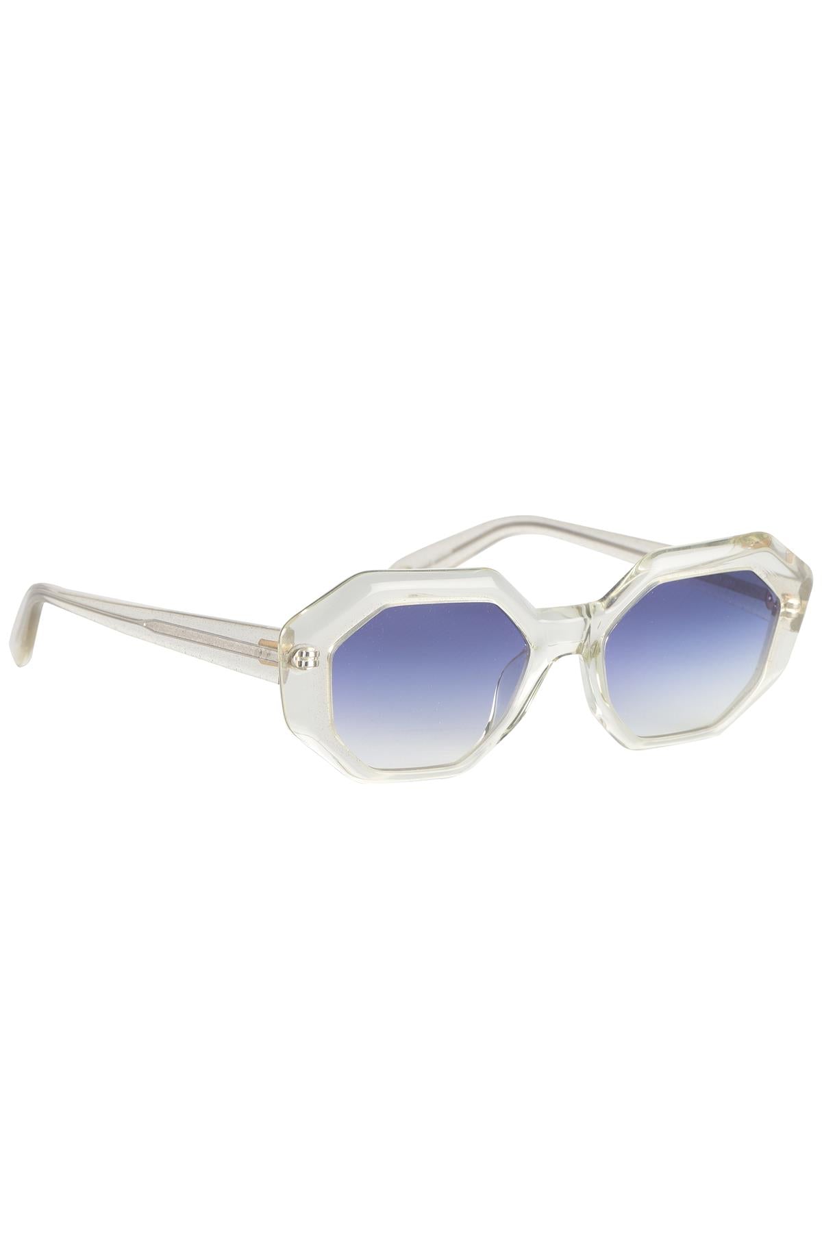 GARRETT LEIGHT CLEAR HEXAGON FRAME ACETATE SUNGLASSES