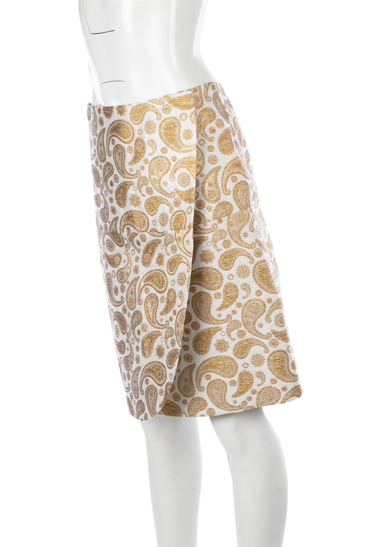 STELLA MCCARTNEY GOLD COTTON MINI SKIRT IT 42 UK 10