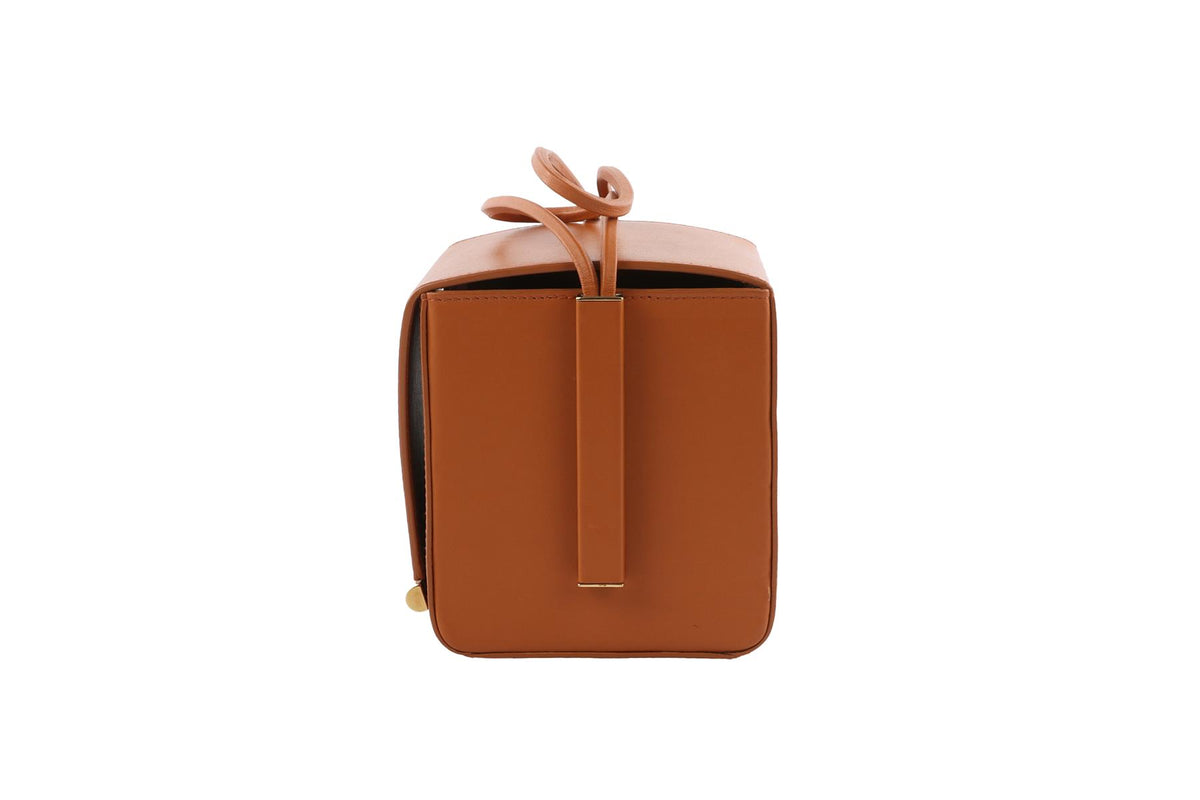 ROKSANDA TAN BOX LEATHER CLUTCH