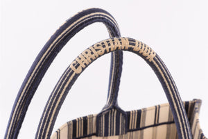 CHRISTIAN DIOR NAVY BOOK LARGE DIORIVIERA CANVAS TOTE BAG
