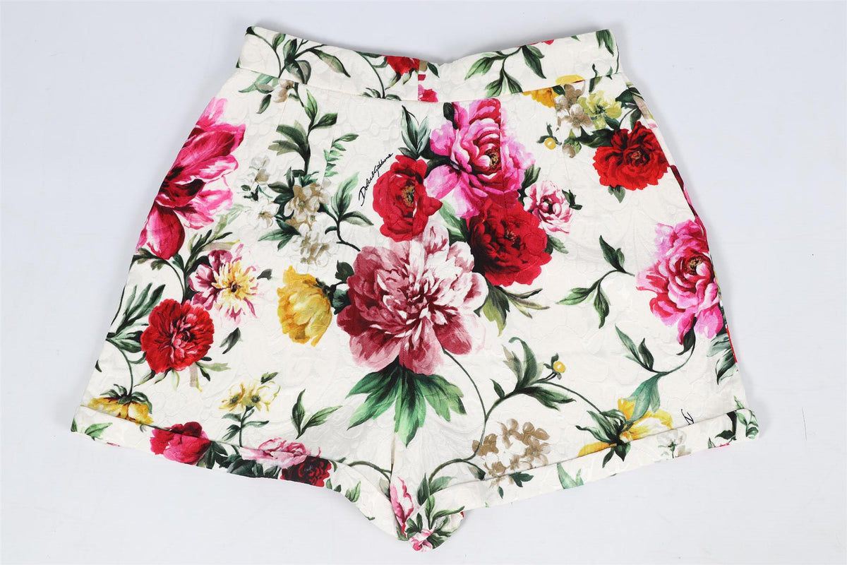 DOLCE & GABBANA FLORAL PRINT COTTON BLEND SHORTS IT 36 UK 4