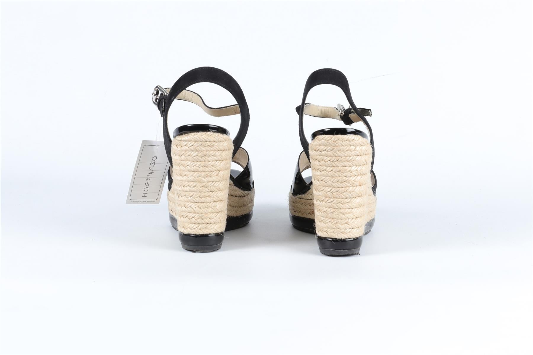 HOGAN BLACK SUEDE ESPADRILLE WEDGES EU 38.5 UK 5.5 US 8.5