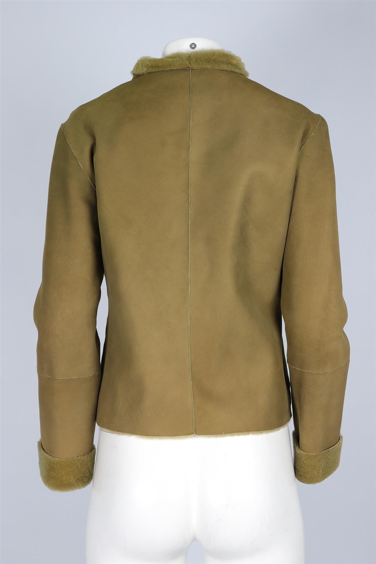 FRANCK NAMANI GREEN SHEARLING AND SUEDE JACKET IT 40 UK 8