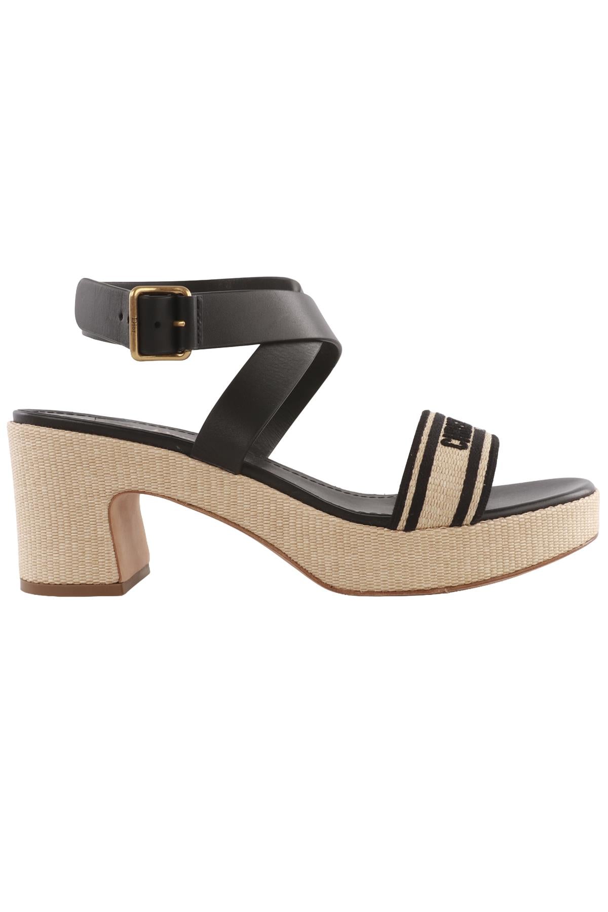 BLACK DWAY RAFFIA PLATFORM SANDALS
