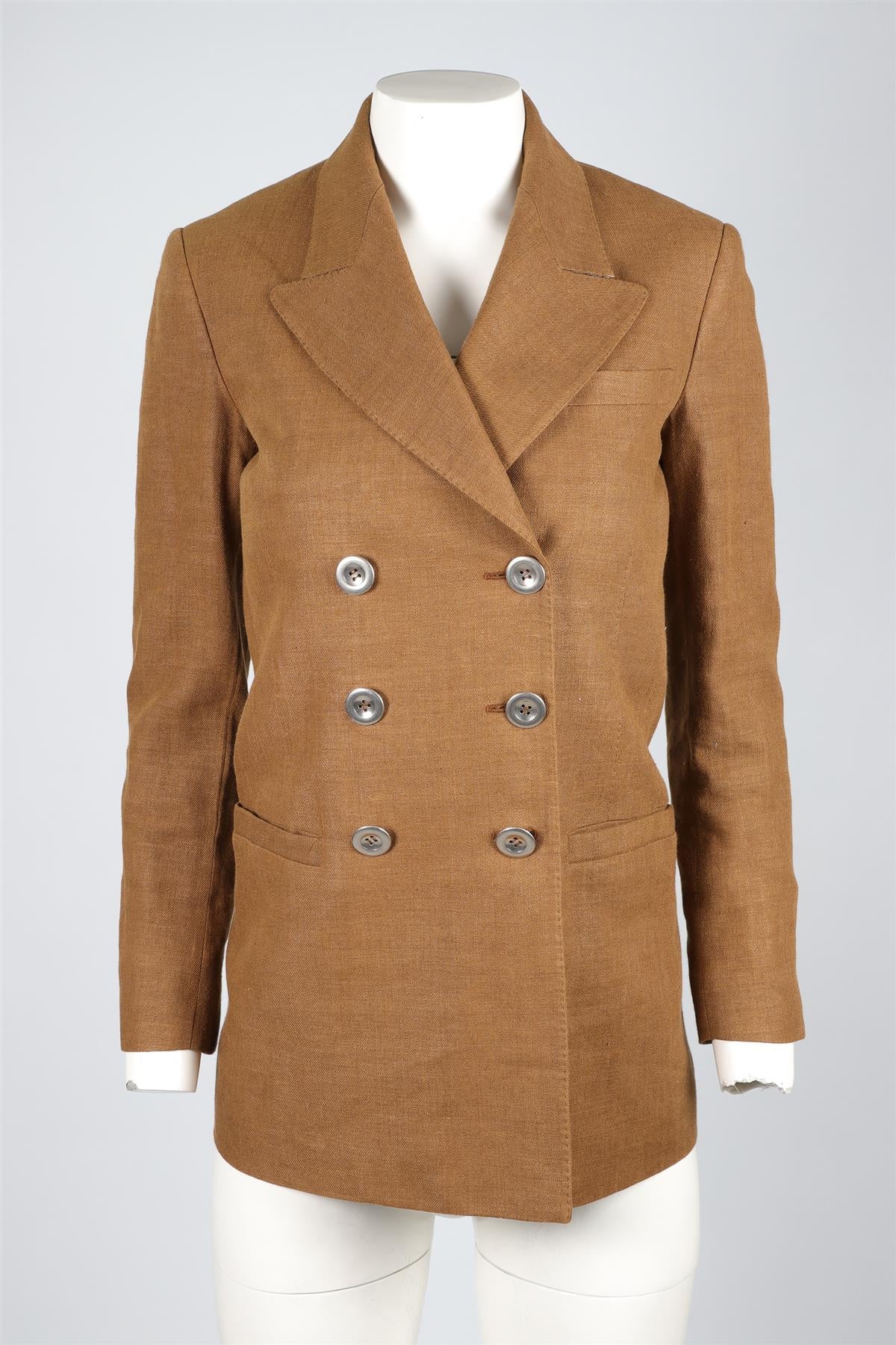 LORO PIANA BROWN LINEN BLAZER IT 36 UK 4