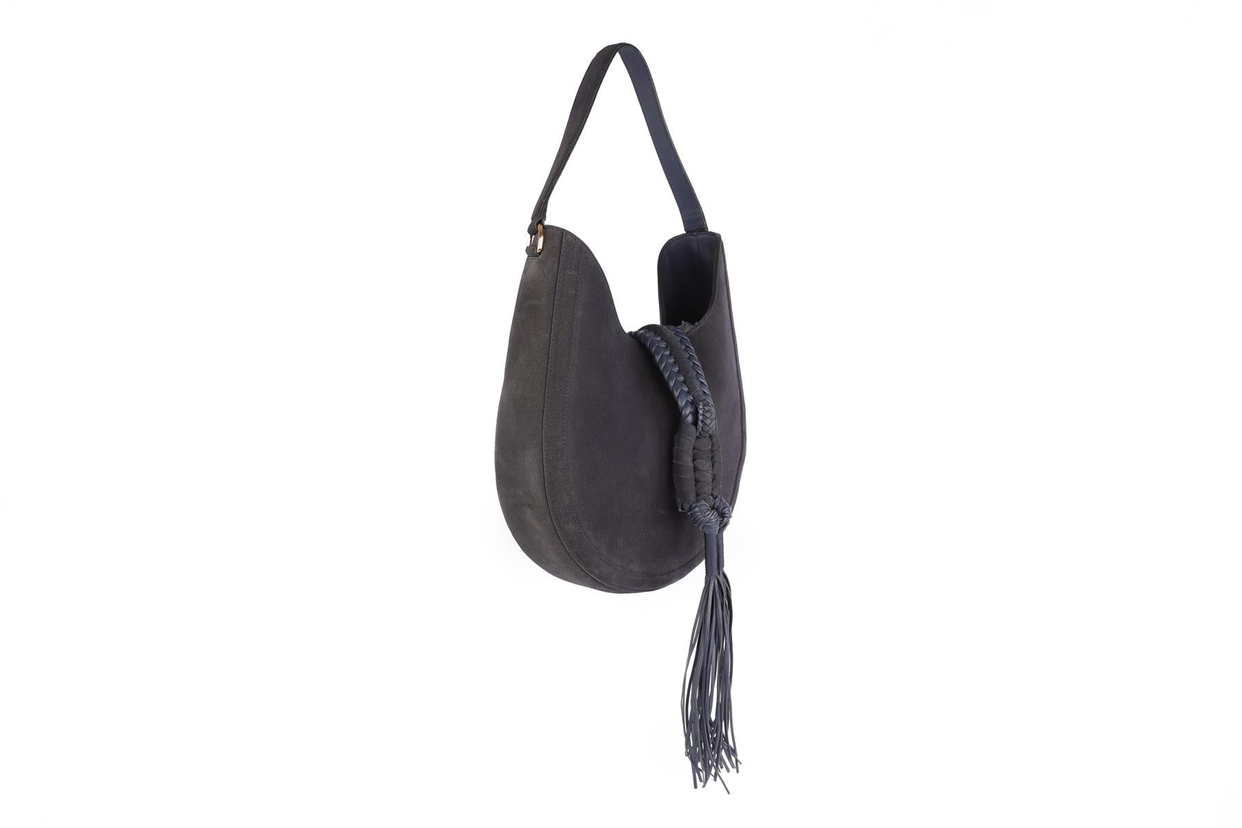 ALTUZARRA NAVY GHIANDA SUEDE SHOULDER BAG