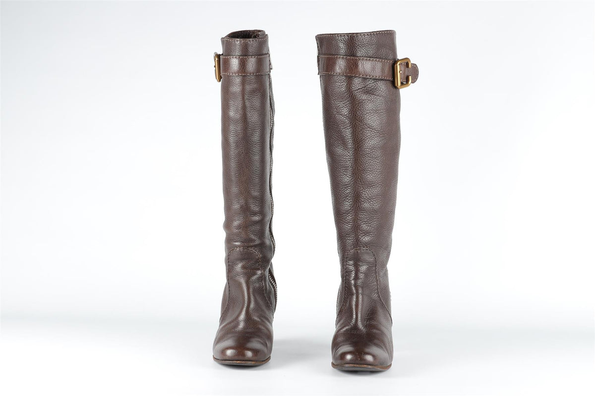 CHLOÉ BROWN LEATHER KNEE HIGH BOOTS EU 35 UK 2 US 5