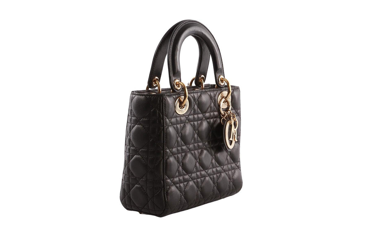 BLACK LADY DIOR MY ABCDIOR SMALL CANNAGE LEATHER TOTE BAG