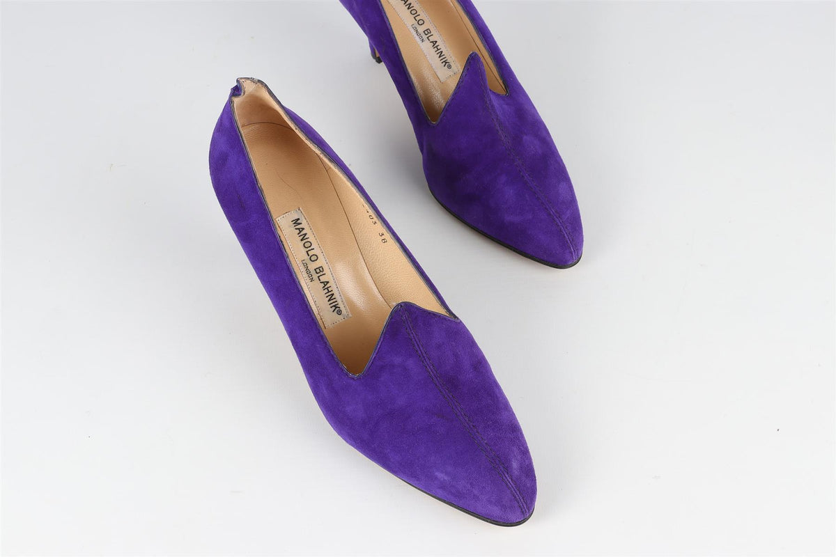 MANOLO BLAHNIK PURPLE VINTAGE SUEDE PUMPS EU 38 UK 5 US 8