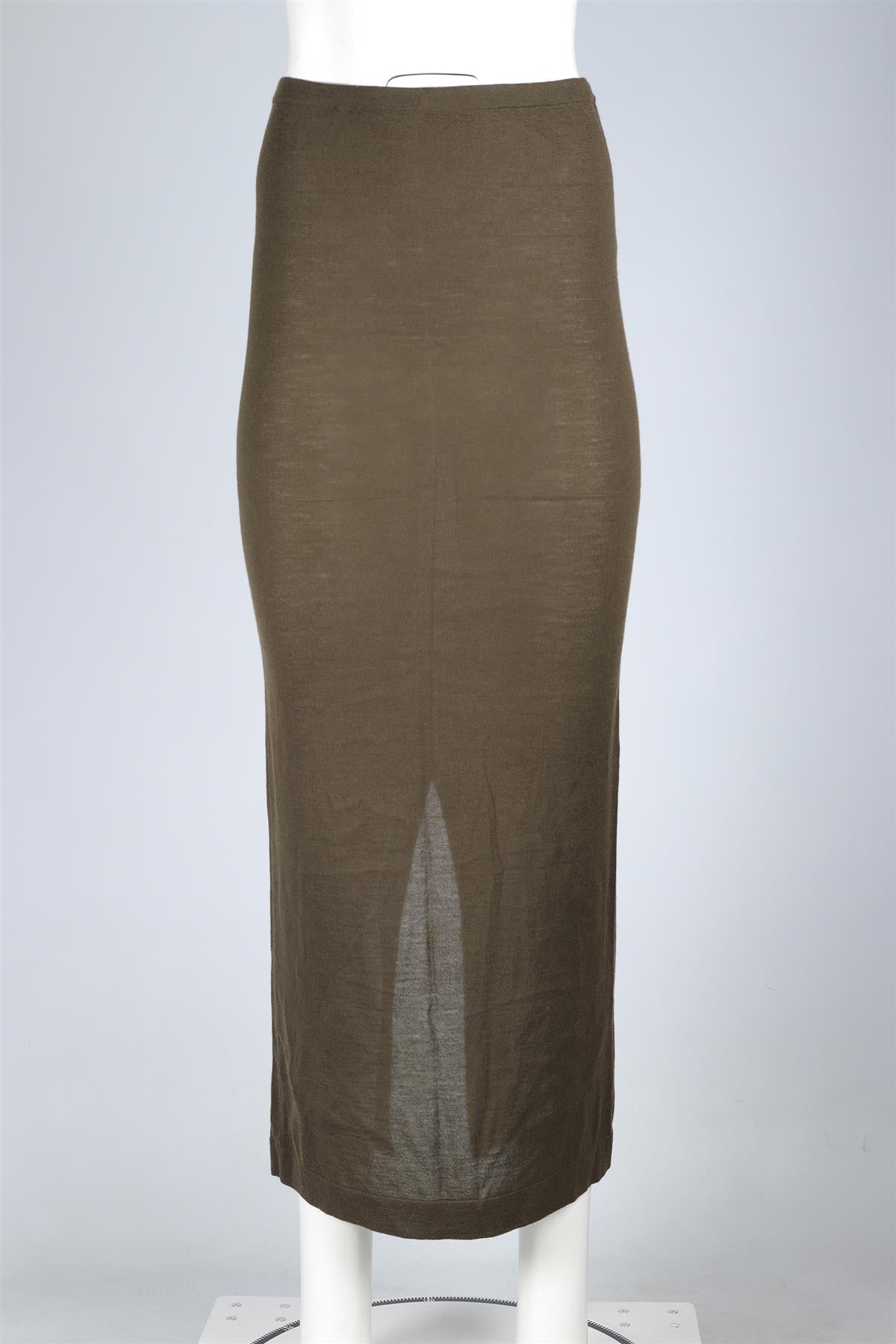 ETERNE KHAKI CASHMERE MAXI SKIRT XS-SMALL