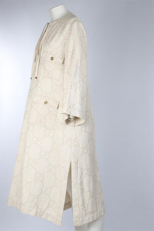 GUCCI CREAM GG COTTON MAXI DRESS IT 44 UK 12