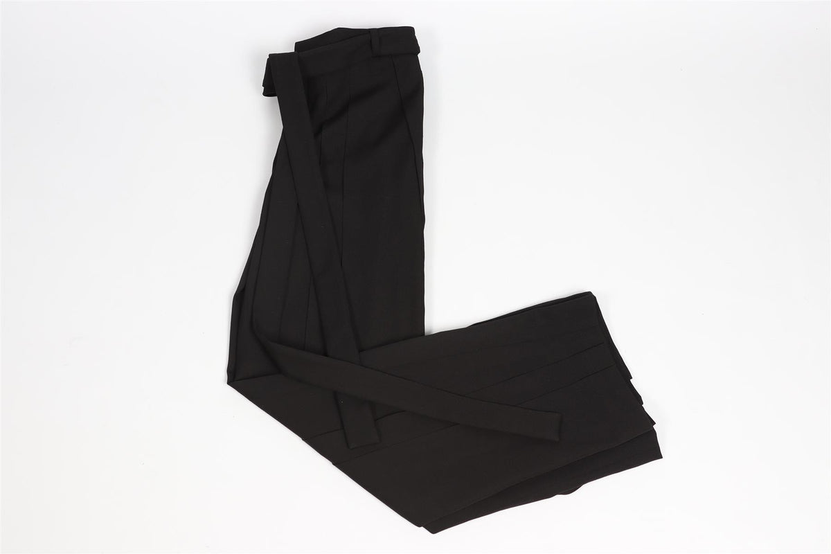 SAINT LAURENT BLACK WOOL WIDE LEG PANTS FR 34 UK 6