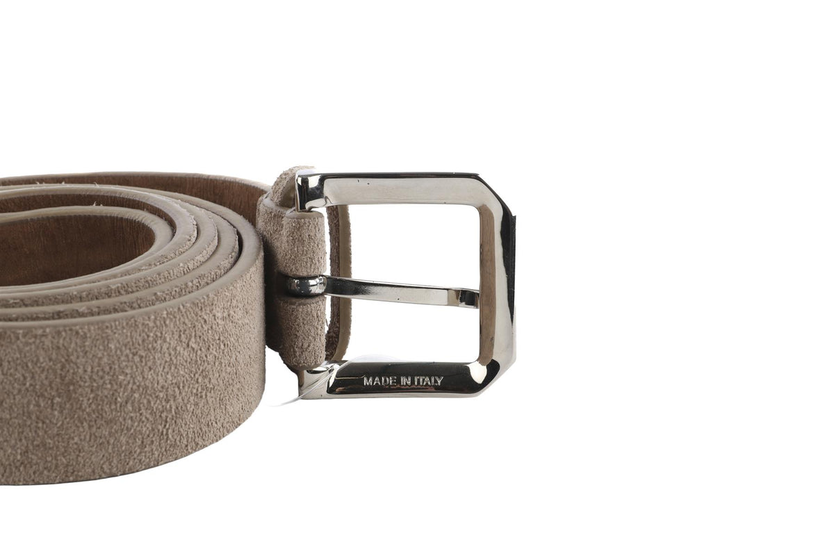 BRUNELLO CUCINELLI TAUPE MEN'S SUEDE BELT 105CM