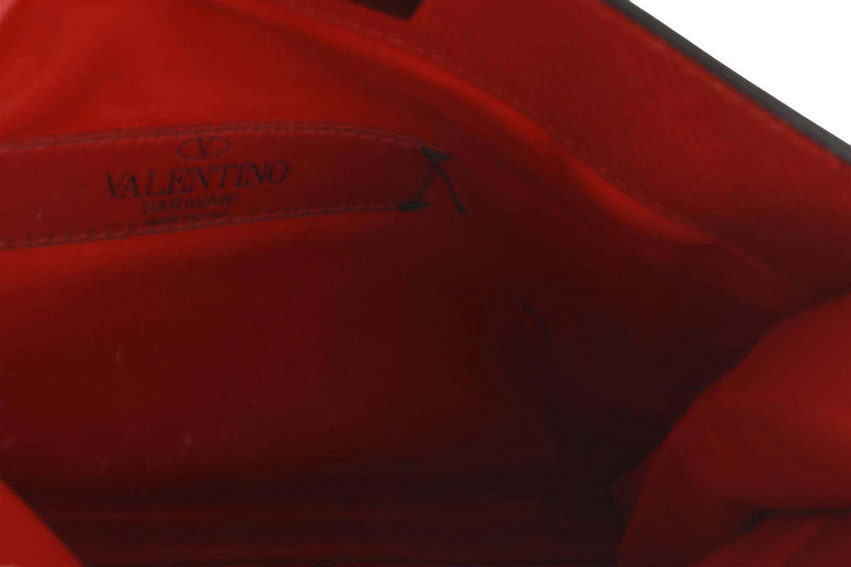 VALENTINO GARAVANI RED ROCKSTUD LEATHER WALLET