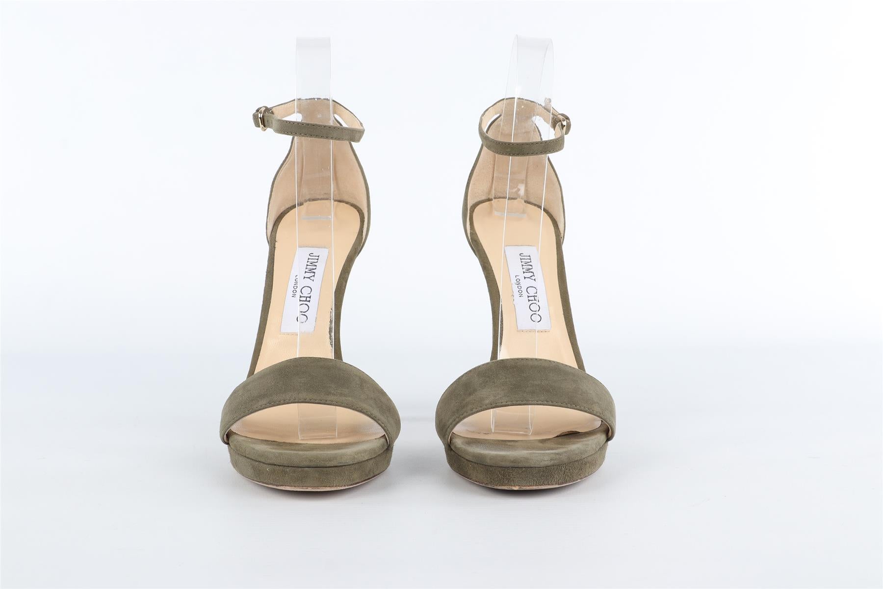 JIMMY CHOO GREEN SUEDE SANDALS EU 38 UK 5 US 8
