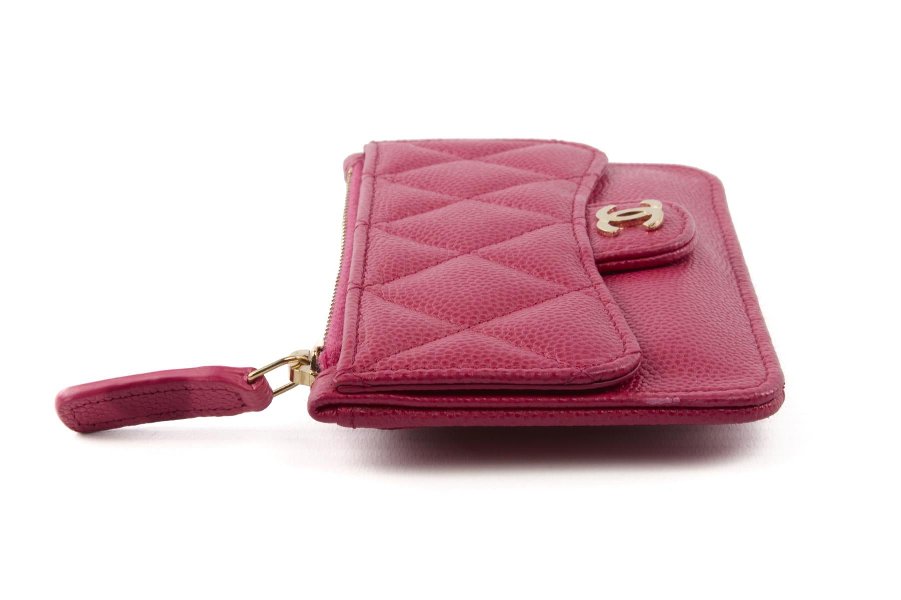 CHANEL PINK 2019 QUILTED CAVIAR LEATHER WALLET