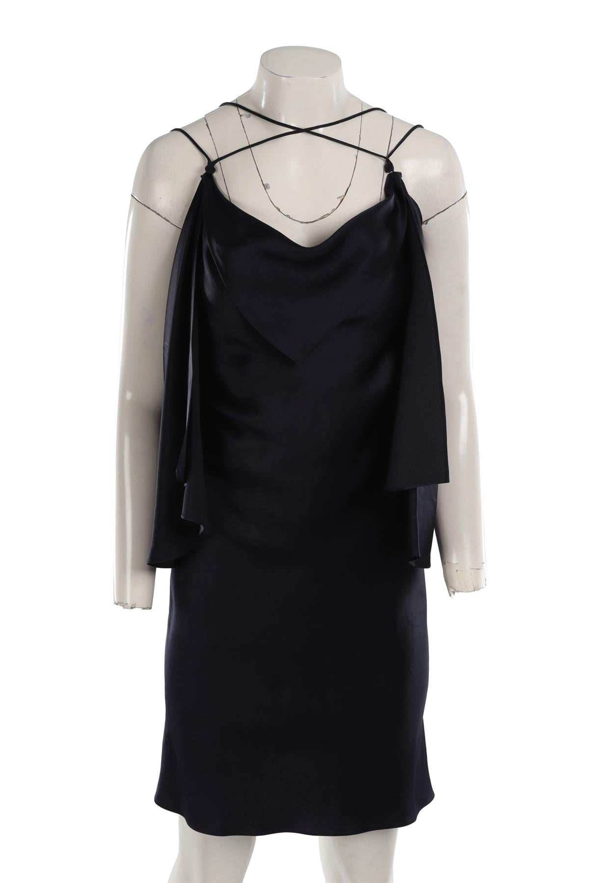 CELINE NAVY VINTAGE SILK MIDI DRESS FR 36 UK 8