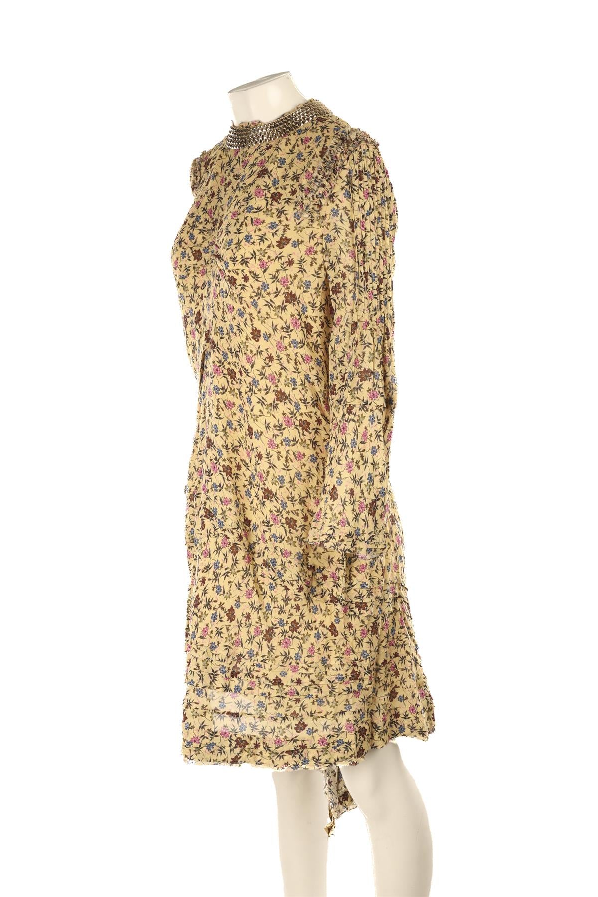 CHLOÉ YELLOW CREPE MINI DRESS FR 42 UK 14