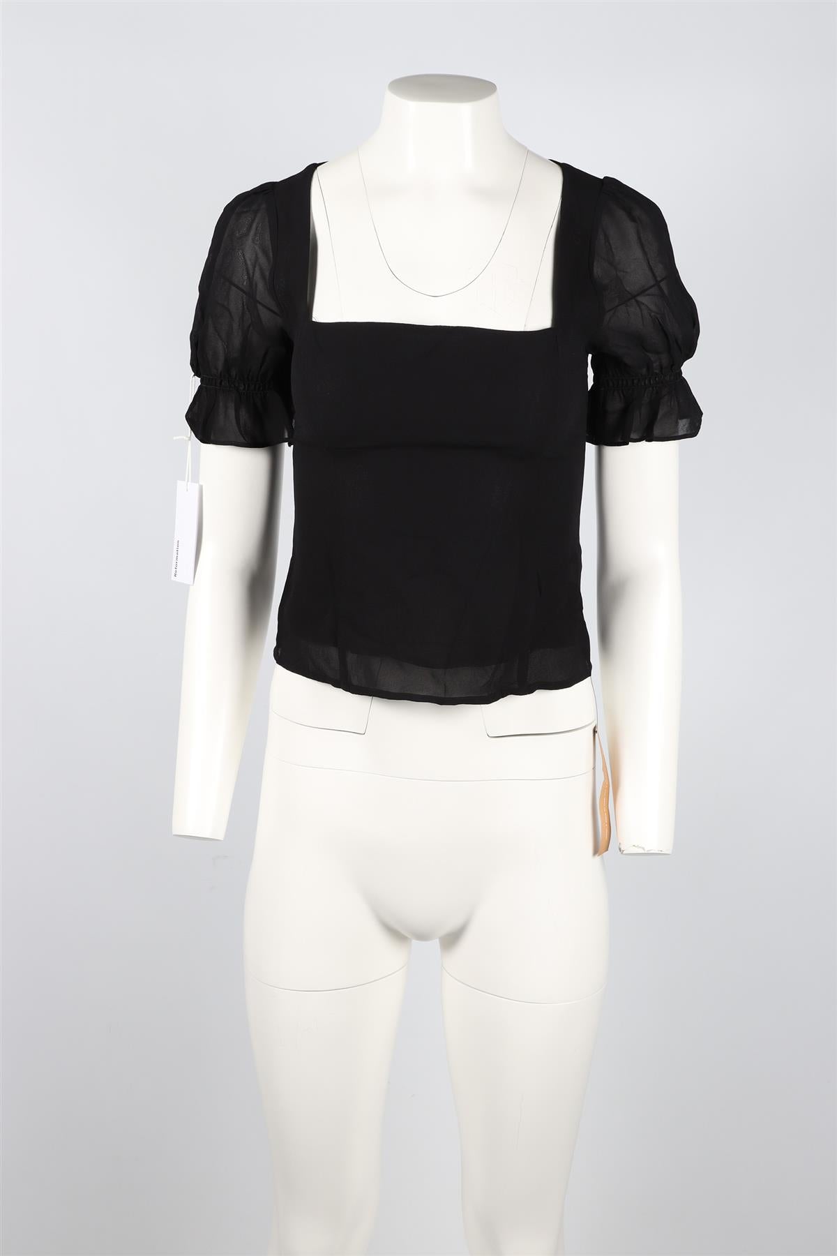 REFORMATION BLACK CHIFFON TOP US 2 UK 6