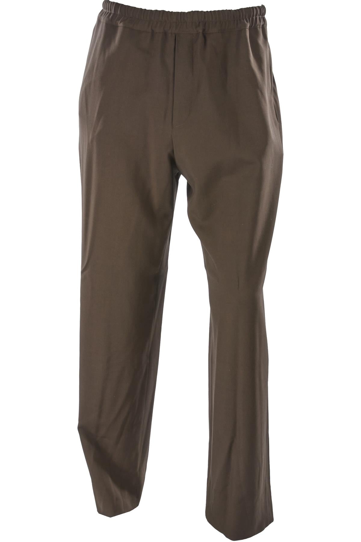 KHAKI MEN'S WOOL STRAIGHT LEG PANTS