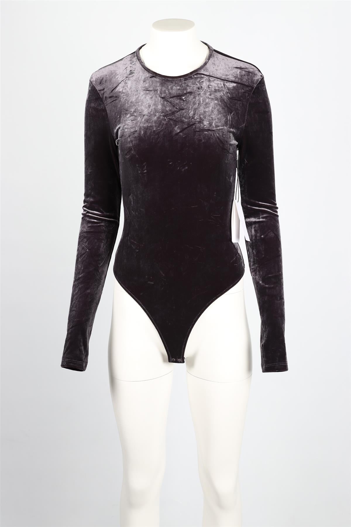 GOLDSIGN GREY VELVET BODYSUIT SMALL