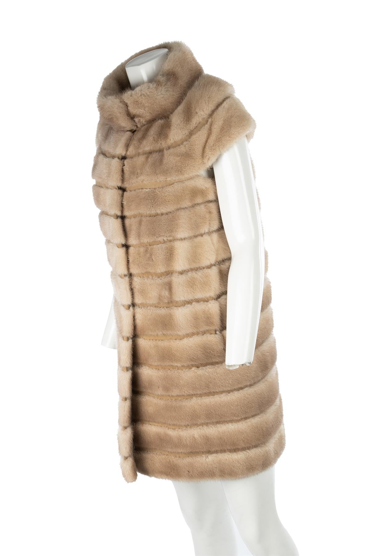 PINKO BEIGE MINK FUR COAT IT 40 UK 8