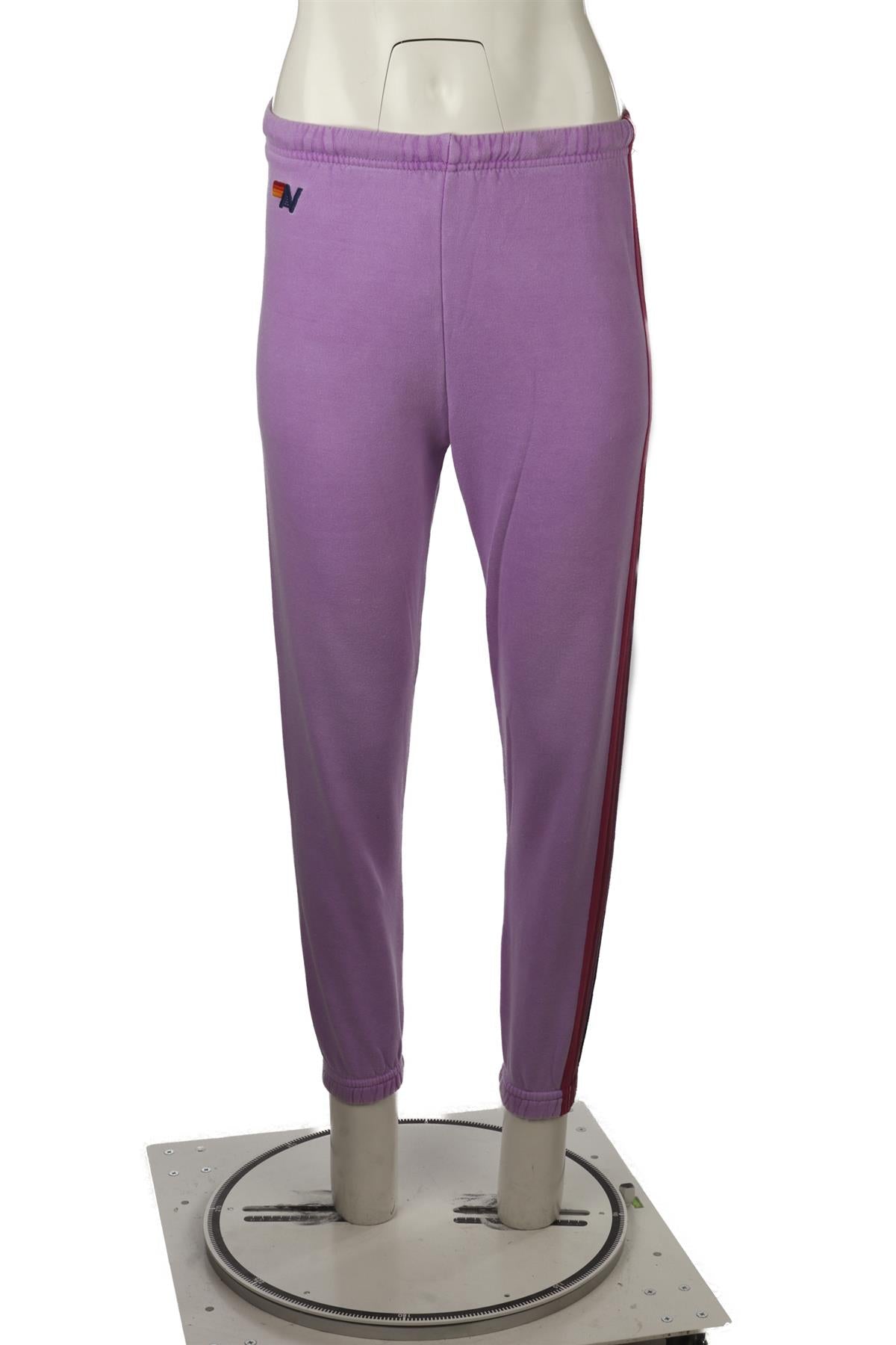 AVIATOR NATION PURPLE COTTON TRACK PANTS XSMALL